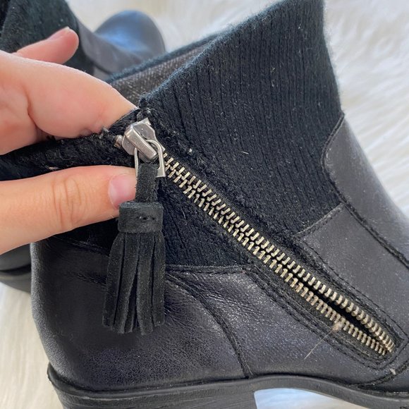 BOC‎ Bendell Black Leather Sweater Ankle Boot 8.5  BROKEN ZIPPER RIGHT - Picture 7 of 8